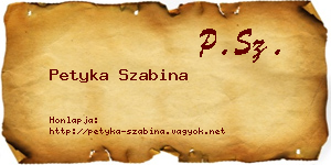 Petyka Szabina névjegykártya